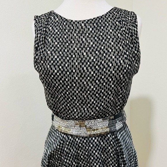 NWT Burning Torch Sleeveless Silk Dress with Sequin Belt in Women's Size XS - Picture 3 of 12
